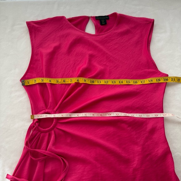 House of Harlow 1960 Hot Pink Satin Midi Dress Side Tie Size XL Valentine’s Day - Picture 5 of 6